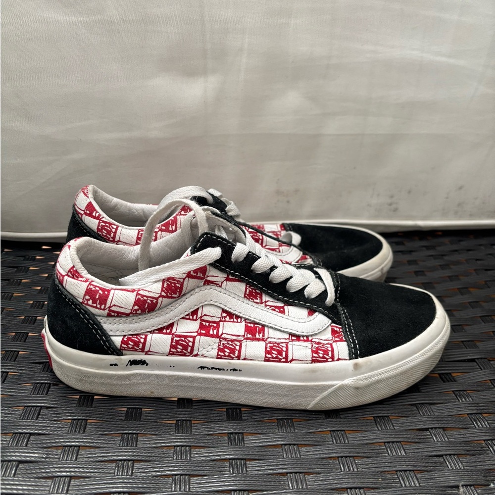 Vans Black, White & Red Checkerboard Old Skool Sneakers
